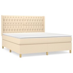 vidaXL Cama box spring con colchón tela color crema 180x200 cm
