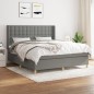 vidaXL Cama box spring con colchón tela gris oscuro 180x200 cm vidaXL Cama box spring con colchón tela gris oscuro 180x200 cm