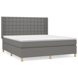vidaXL Cama box spring con colchón tela gris oscuro 180x200 cm