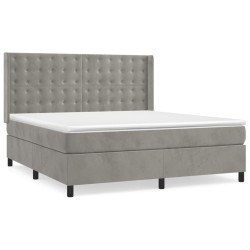 vidaXL Cama box spring con colchón terciopelo gris claro 180x200 cm