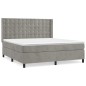 vidaXL Cama box spring con colchón terciopelo gris claro 180x200 cm vidaXL Cama box spring con colchón terciopelo gris claro 180x200 cm