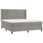 vidaXL Cama box spring con colchón terciopelo gris claro 180x200 cm vidaXL Cama box spring con colchón terciopelo gris claro 180x200 cm