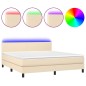 vidaXL Cama box spring con colchón y LED tela crema 180x200 cm vidaXL Cama box spring con colchón y LED tela crema 180x200 cm