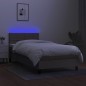vidaXL Cama box spring colchón y luces LED tela gris taupe 100x200 cm