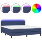 vidaXL Cama box spring colchón y luces LED tela azul 180x200 cm vidaXL Cama box spring colchón y luces LED tela azul 180x200 cm