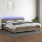 vidaXL Cama box spring colchón y luces LED tela gris taupe 200x200 cm vidaXL Cama box spring colchón y luces LED tela gris taupe 200x200 cm