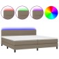 vidaXL Cama box spring colchón y luces LED tela gris taupe 200x200 cm vidaXL Cama box spring colchón y luces LED tela gris taupe 200x200 cm