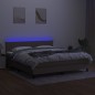 vidaXL Cama box spring colchón y luces LED tela gris taupe 160x200 cm
