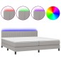 vidaXL Cama box spring con colchón tela y LED gris claro 200x200 cm vidaXL Cama box spring con colchón tela y LED gris claro 200x200 cm