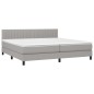 vidaXL Cama box spring con colchón tela y LED gris claro 200x200 cm vidaXL Cama box spring con colchón tela y LED gris claro 200x200 cm