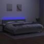 vidaXL Cama box spring con colchón tela y LED gris claro 200x200 cm vidaXL Cama box spring con colchón tela y LED gris claro 200x200 cm