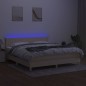 vidaXL Cama box spring con colchón y LED tela crema 180x200 cm vidaXL Cama box spring con colchón y LED tela crema 180x200 cm