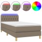 vidaXL Cama box spring con colchón LED tela gris taupe 100x200 cm vidaXL Cama box spring con colchón LED tela gris taupe 100x200 cm