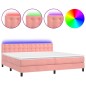 vidaXL Cama box spring colchón y LED terciopelo rosa 200x200 cm vidaXL Cama box spring colchón y LED terciopelo rosa 200x200 cm