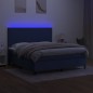 vidaXL Cama box spring colchón y luces LED tela azul 180x200 cm vidaXL Cama box spring colchón y luces LED tela azul 180x200 cm