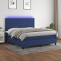 vidaXL Cama box spring colchón y luces LED tela azul 160x200 cm vidaXL Cama box spring colchón y luces LED tela azul 160x200 cm