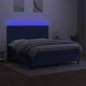 vidaXL Cama box spring colchón y luces LED tela azul 160x200 cm vidaXL Cama box spring colchón y luces LED tela azul 160x200 cm