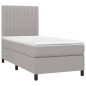 vidaXL Cama box spring colchón y luces LED tela gris claro 100x200 cm vidaXL Cama box spring colchón y luces LED tela gris claro 100x200 cm