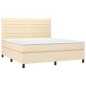 vidaXL Cama box spring colchón y luces LED tela crema 180x200 cm vidaXL Cama box spring colchón y luces LED tela crema 180x200 cm