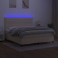 vidaXL Cama box spring colchón y luces LED tela crema 180x200 cm vidaXL Cama box spring colchón y luces LED tela crema 180x200 cm