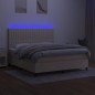 vidaXL Cama box spring colchón y luces LED tela crema 180x200 cm vidaXL Cama box spring colchón y luces LED tela crema 180x200 cm