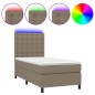 vidaXL Cama box spring colchón y luces LED tela gris taupe 100x200 cm