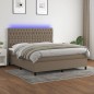 vidaXL Cama box spring colchón y luces LED tela gris taupe 180x200 cm
