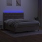 vidaXL Cama box spring colchón y luces LED tela gris taupe 180x200 cm