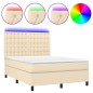 vidaXL Cama box spring colchón y luces LED tela crema 140x190 cm vidaXL Cama box spring colchón y luces LED tela crema 140x190 cm