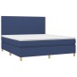 vidaXL Cama box spring colchón y luces LED tela azul 180x200 cm vidaXL Cama box spring colchón y luces LED tela azul 180x200 cm