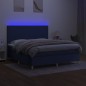 vidaXL Cama box spring colchón y luces LED tela azul 180x200 cm vidaXL Cama box spring colchón y luces LED tela azul 180x200 cm