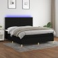 vidaXL Cama box spring colchón y luces LED tela negro 180x200 cm vidaXL Cama box spring colchón y luces LED tela negro 180x200 cm