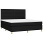 vidaXL Cama box spring colchón y luces LED tela negro 180x200 cm vidaXL Cama box spring colchón y luces LED tela negro 180x200 cm