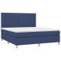 vidaXL Cama box spring colchón y luces LED tela azul 180x200 cm vidaXL Cama box spring colchón y luces LED tela azul 180x200 cm