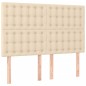 vidaXL Cama box spring colchón y luces LED tela crema 140x200 cm vidaXL Cama box spring colchón y luces LED tela crema 140x200 cm
