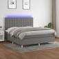vidaXL Cama box spring colchón y luces LED tela gris oscuro 180x200 cm vidaXL Cama box spring colchón y luces LED tela gris oscuro 180x200 cm