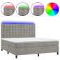 vidaXL Cama box spring colchón y LED terciopelo gris claro 180x200 cm vidaXL Cama box spring colchón y LED terciopelo gris claro 180x200 cm