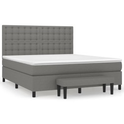 vidaXL Cama box spring con colchón tela gris oscuro 180x200 cm