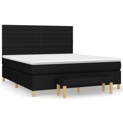 vidaXL Cama box spring con colchón tela negro 180x200 cm