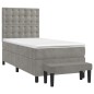 vidaXL Cama box spring con colchón terciopelo gris claro 90x190 cm