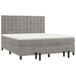 vidaXL Cama box spring con colchón terciopelo gris claro 180x200 cm