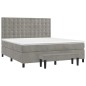 vidaXL Cama box spring con colchón terciopelo gris claro 180x200 cm vidaXL Cama box spring con colchón terciopelo gris claro 180x200 cm
