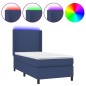 vidaXL Cama box spring colchón y luces LED tela azul 90x200 cm