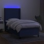 vidaXL Cama box spring colchón y luces LED tela azul 90x200 cm