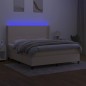 vidaXL Cama box spring colchón y luces LED tela crema 180x200 cm