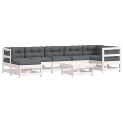 vidaXL Juego de muebles jardín 8 pzas y cojines madera maciza blanco
