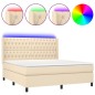 vidaXL Cama box spring colchón y luces LED tela crema 180x200 cm vidaXL Cama box spring colchón y luces LED tela crema 180x200 cm