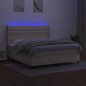 vidaXL Cama box spring colchón y luces LED tela crema 180x200 cm vidaXL Cama box spring colchón y luces LED tela crema 180x200 cm