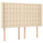 vidaXL Cama box spring colchón y luces LED tela crema 140x200 cm vidaXL Cama box spring colchón y luces LED tela crema 140x200 cm