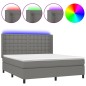 vidaXL Cama box spring colchón y luces LED tela gris oscuro 180x200 cm vidaXL Cama box spring colchón y luces LED tela gris oscuro 180x200 cm